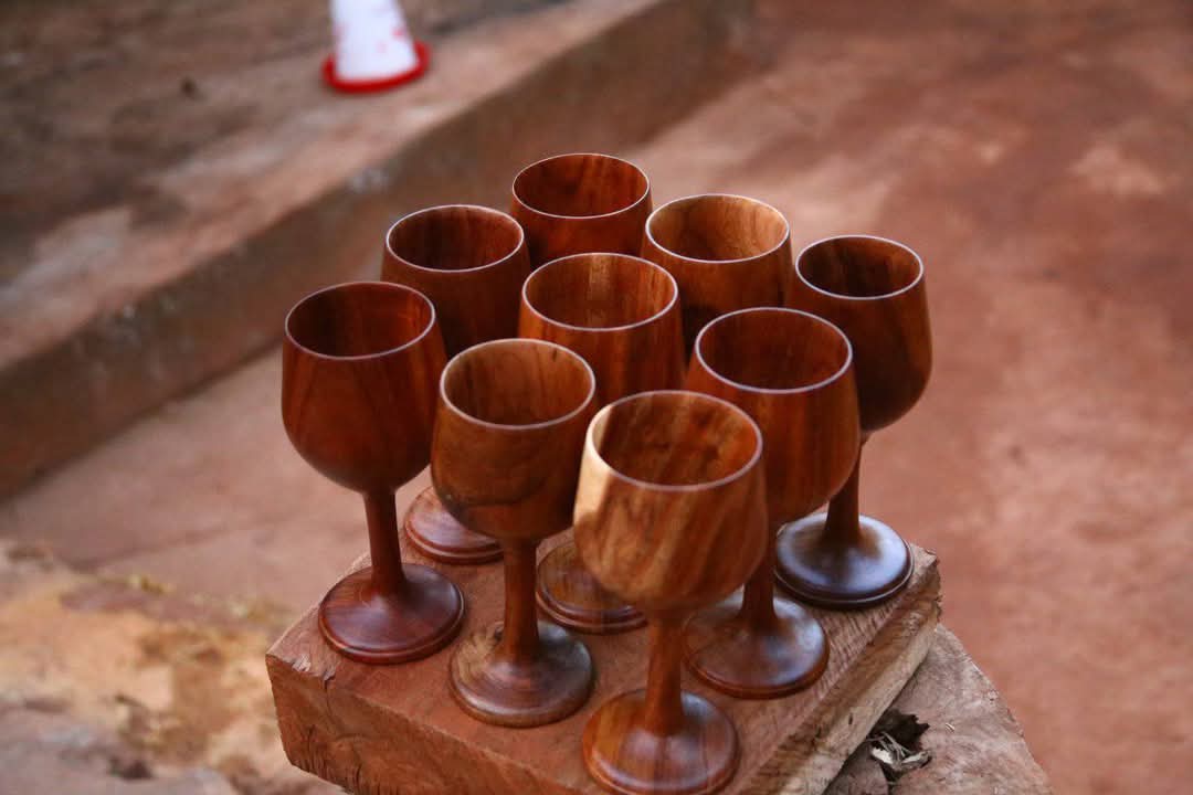 Wooden Wine Glasses (Set of 9)