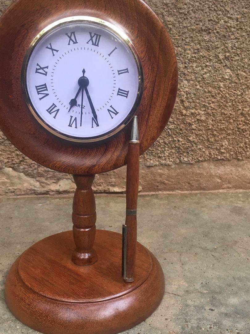 Wooden Table Clock & Pen